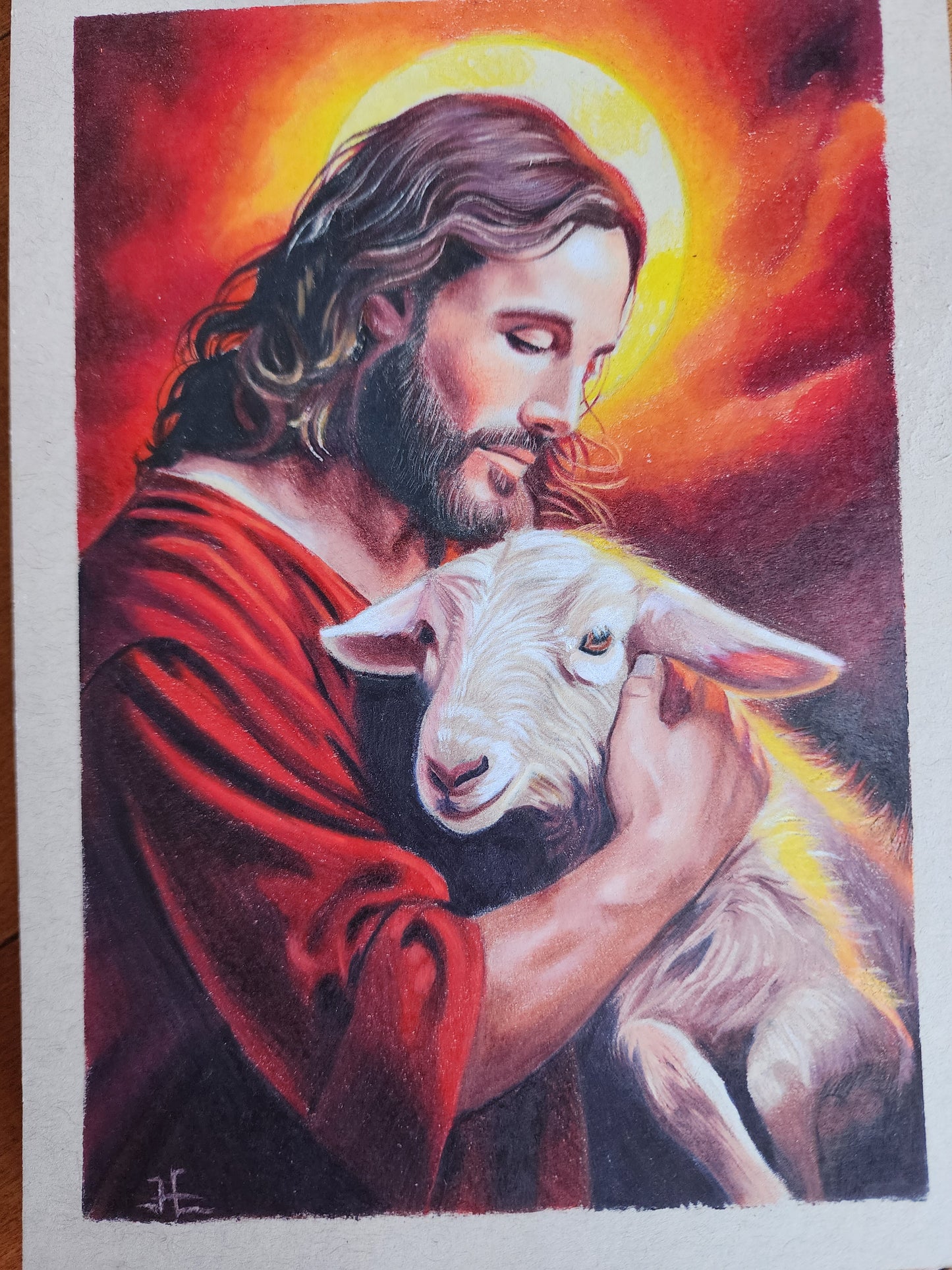 Jesus holding lamb