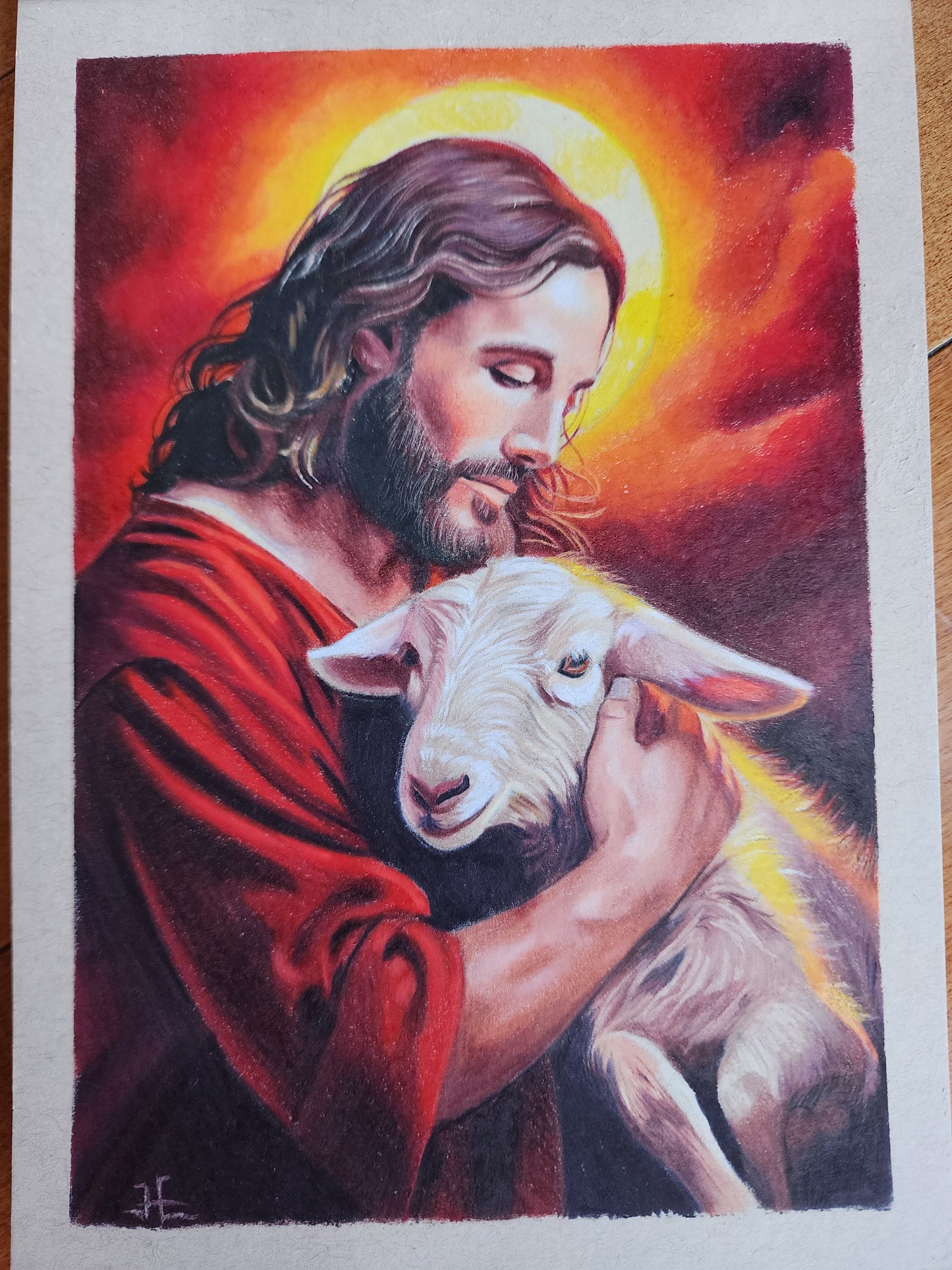 Jesus holding lamb