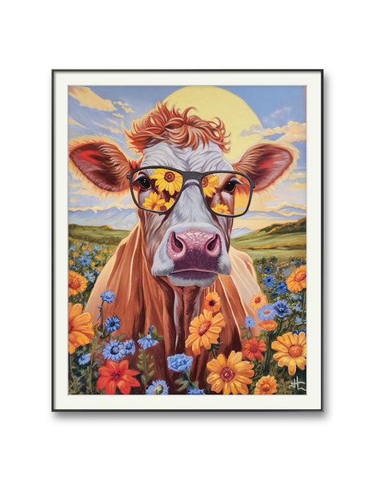 Original Sunny Cow Pastel drawing