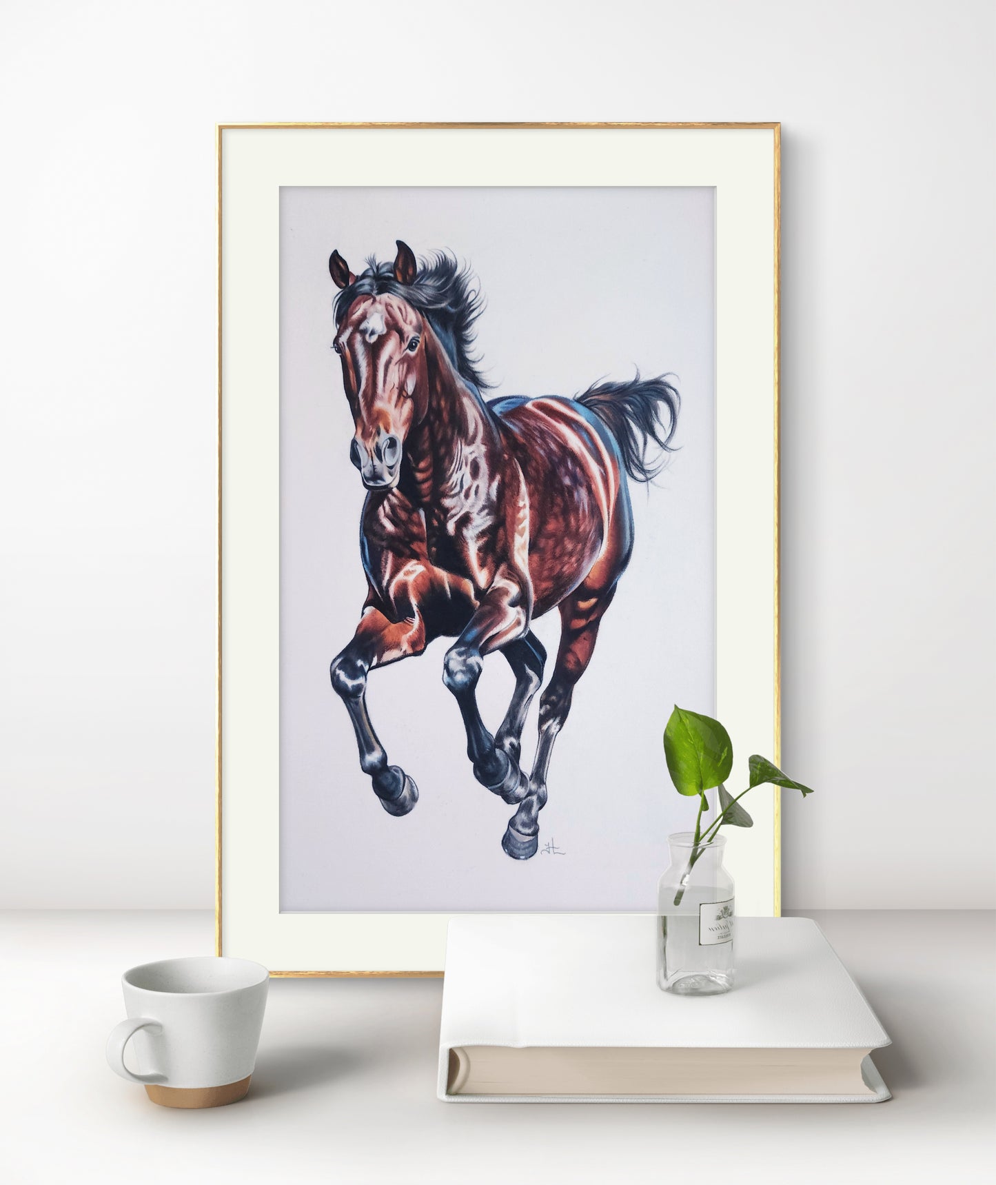 Running Horse Colored Pencil Drawing